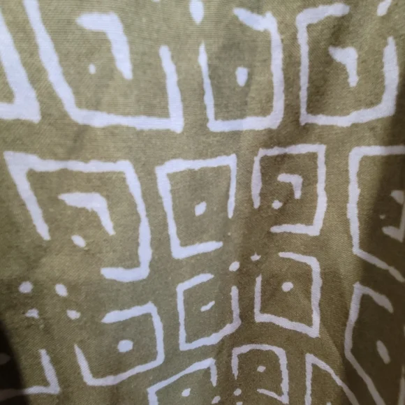 XL Avocado Green Geometric Skirt with Waist Tie String Side Zipper Liner Midi - Picture 7 of 8